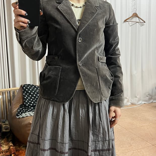 구호 여성 벨벳 블레이저 