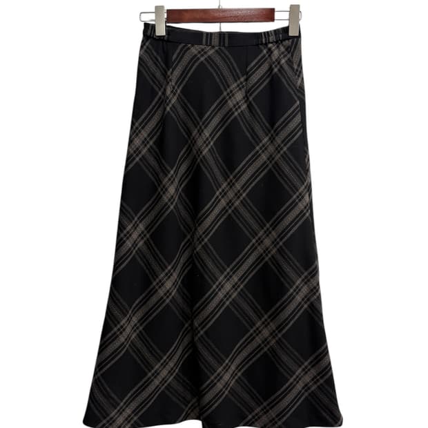 Vintage 체크 롱스커트