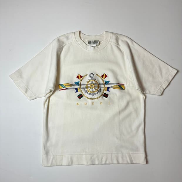 구찌 GUCCI 90's 빈티지 마린 자수 반팔 티셔츠 PN8855