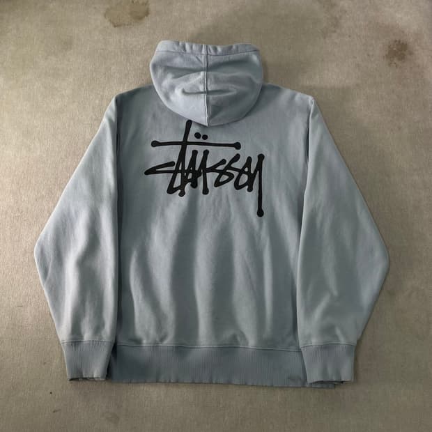 105 스투시 베이직 피그먼트 다이드 라이트블루 후드티