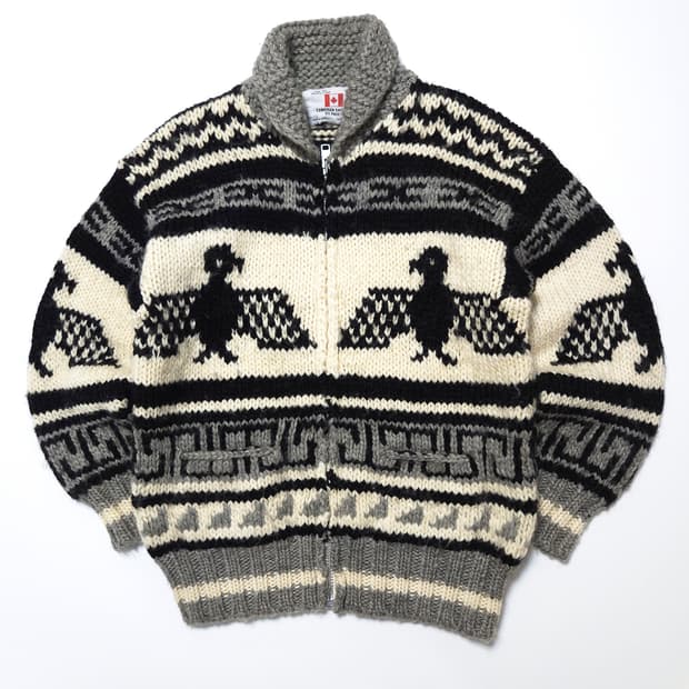 캐네디언 스웨터 90s 이글 코위찬 니트 집업 자켓