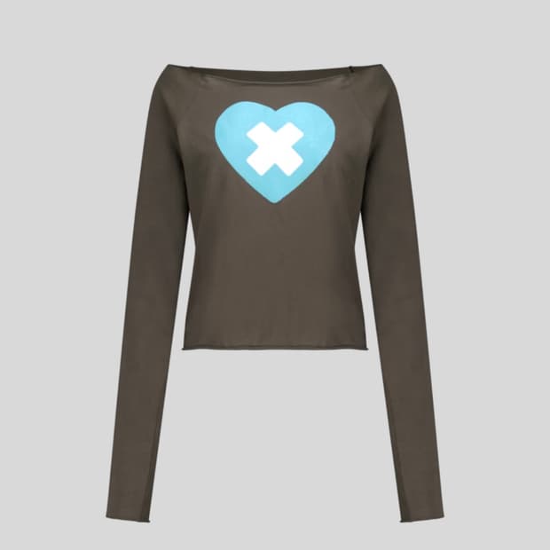 샵페어리 cross heart cut off t-shirt