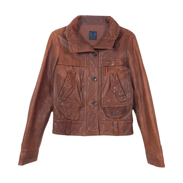 엠핀 천연 양가죽 100 빈티지 브라운 숏 자켓 66