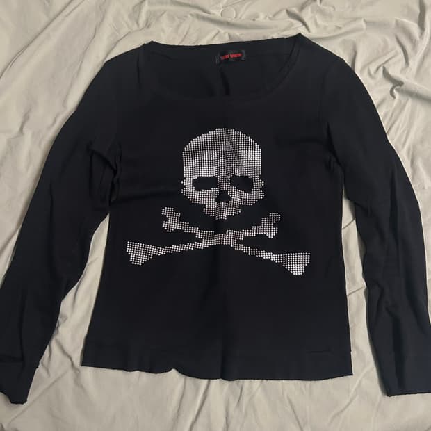 펑크 해골 스터드 큐빅 티셔츠