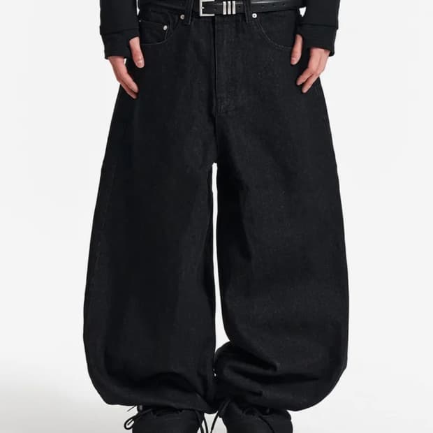 BASIC BALLOON DENIM PANTS (BLACK)