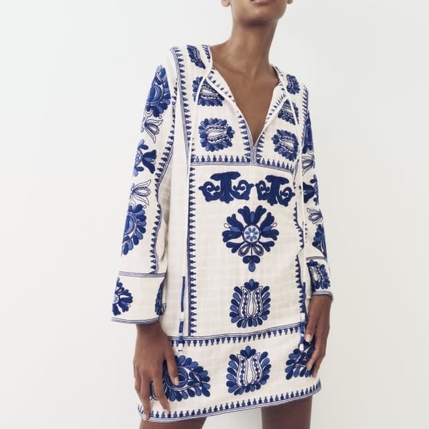 [새상품] ZARA 자라 여성 자수 원피스 화이트 M