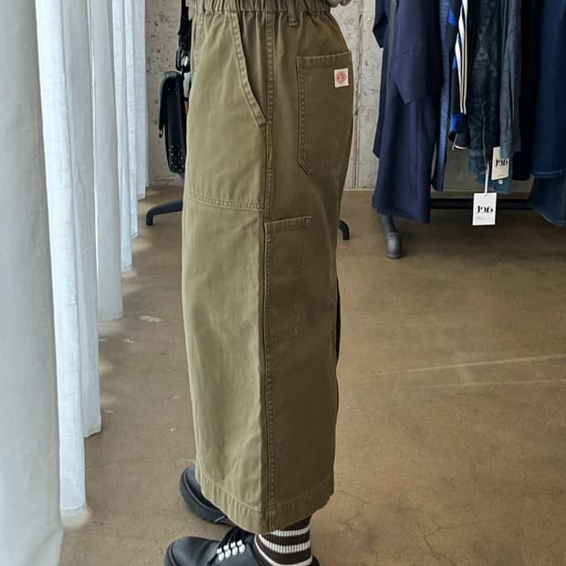 단톤 코튼 롱스커트 올리브 그린