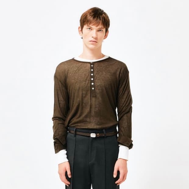 라벨아카이브 Ove wool-blend henley umber