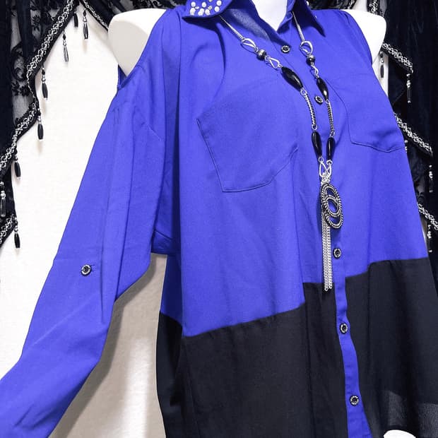 세실맥비 오네갸루 히메 섹시 아게하 어깨트임 셔츠블라우스 핀터 고스펑크