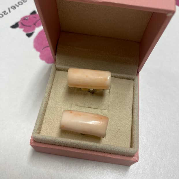 리얼 산호석 커프스 버튼 세트