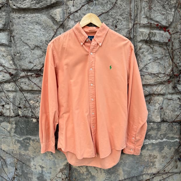 폴로 랄프로렌 빈티지 페이딩 코튼 부드러운 셔츠 오렌지 m
