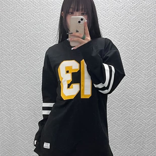 비바스튜디오 올드스쿨 레트로 럭비 넘버 져지 롱슬리브 M C10690