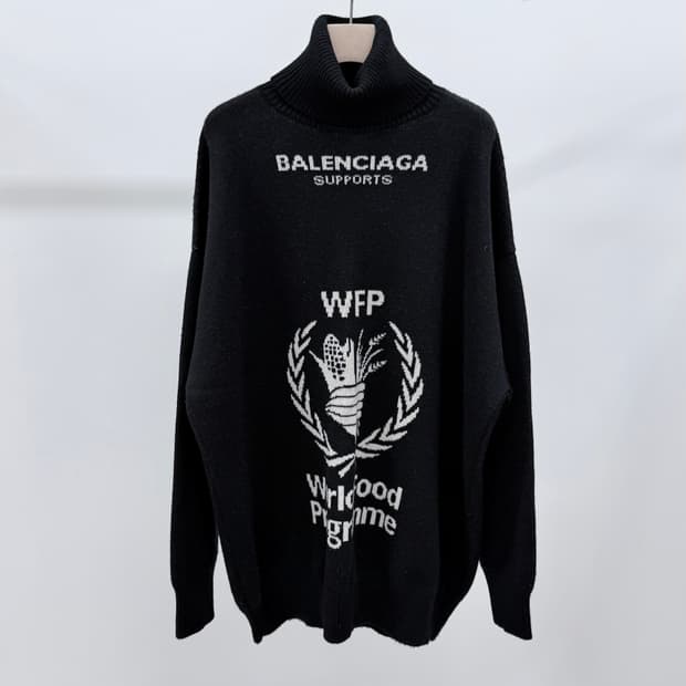 [S급/M] 발렌시아가 wfp 목폴라 니트 오버핏 블랙