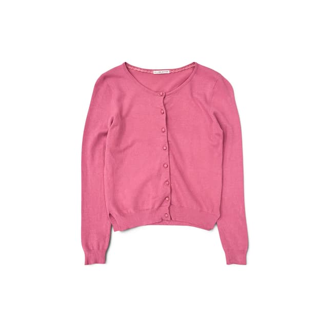 Pink Basic Cotton Cardigan