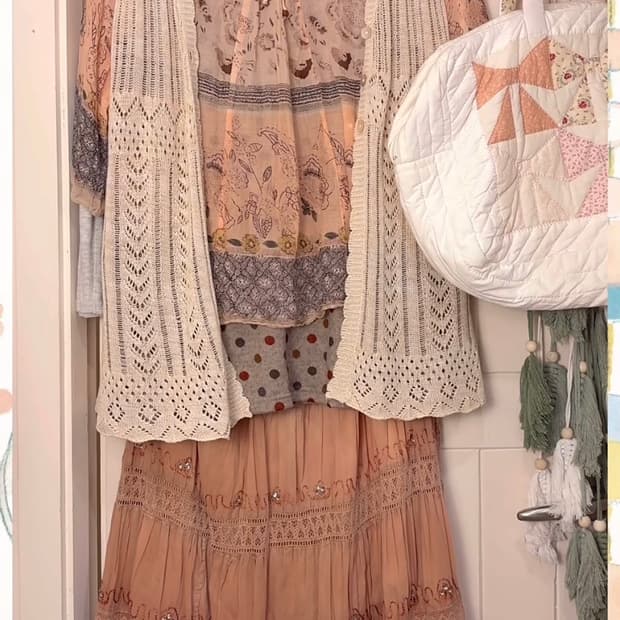 빈티지 코디 세트 하구미 모리걸 히피 