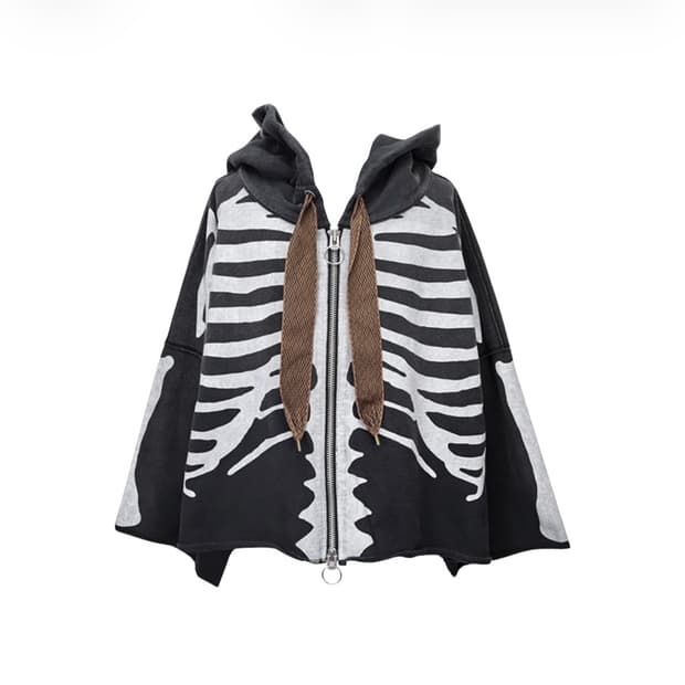 캐피탈 플리스 본 데블 후드 블루종 블랙