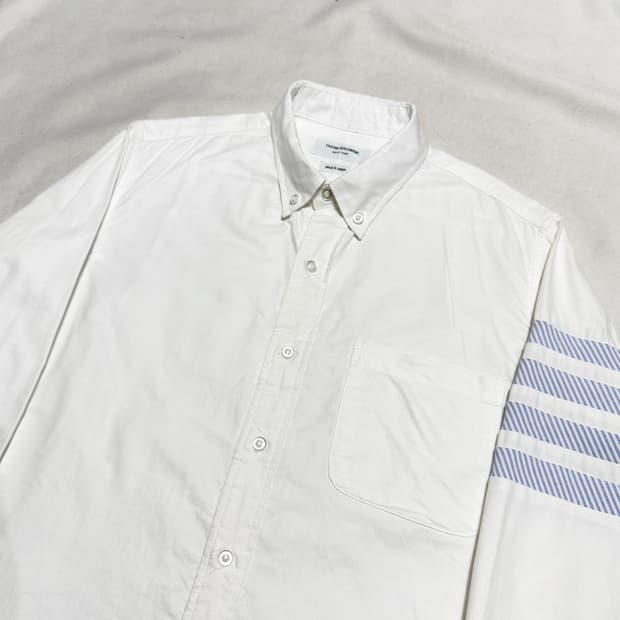 톰브라운 스트라이프 사선 화이트 단색 셔츠