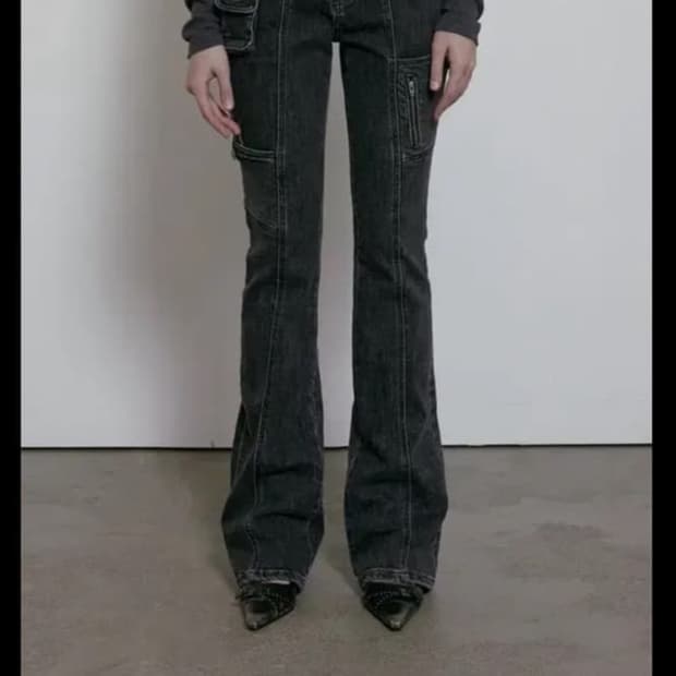 보헤미안서울 side pocket bootcut jeans, gray