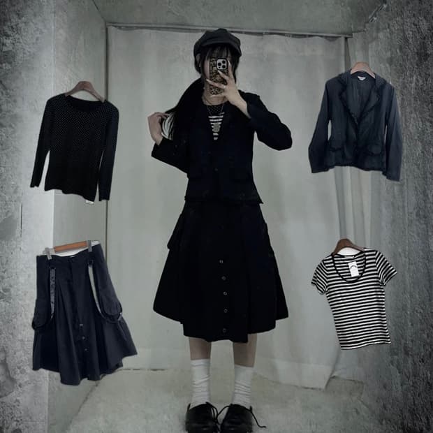 무채색 데일리 니혼진 도쿄 아카이브깔 코디세트 