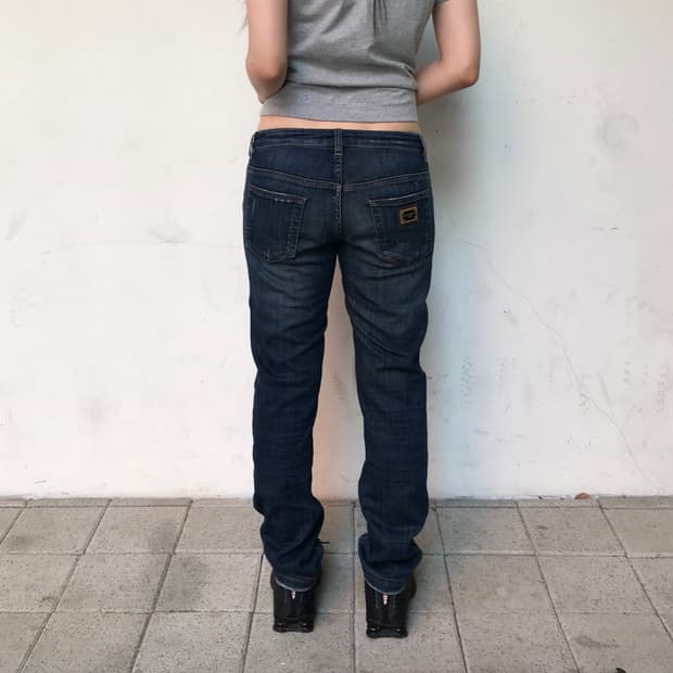 돌체앤가바나 빈티지 메탈 로고 실버플레이트 데님