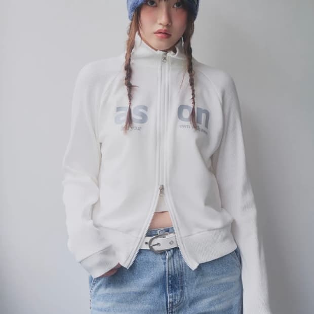 애즈온 솔트 집업 화이트 (새상품)