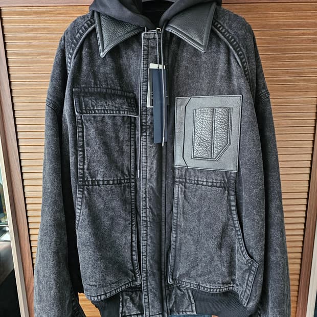 준지 후드 레이어드 흑청 데님 마원 50