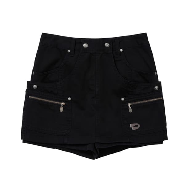 웰빙익스프레스 Layered Shorts 블랙 스커트 팬츠 치마바지