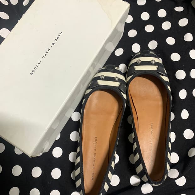 마크 바이 마크 제이콥스 스트라이프 마우스 플랫 슈즈