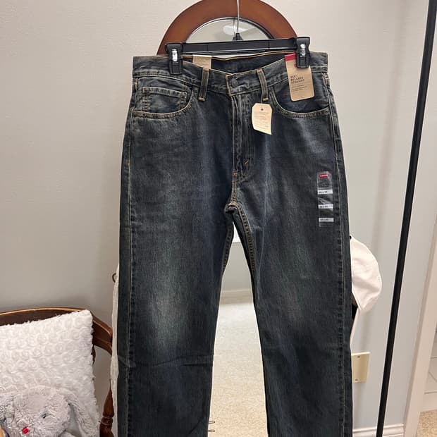 [새상품/W32] 리바이스 555 릴렉스 스트레이트 흑청 (브라운 안감)