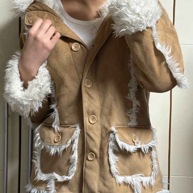 갭 y2k 퍼 숏무스탕