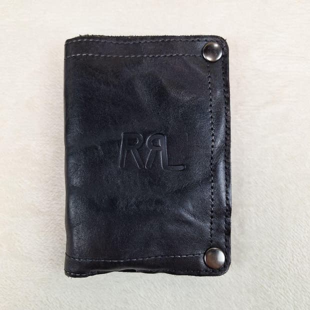 RRL 더블알엘 디스트레스드 레더 스냅 월렛 블랙