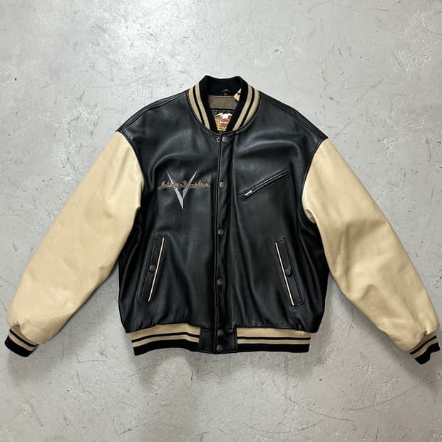 00's 할리데이비슨 레더 봄버 자켓 풀그레인 레더 자켓