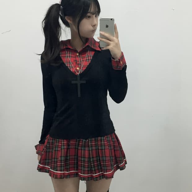 코디셋 ! 데스노트 미사깔 펑크 타탄체크 코디셋