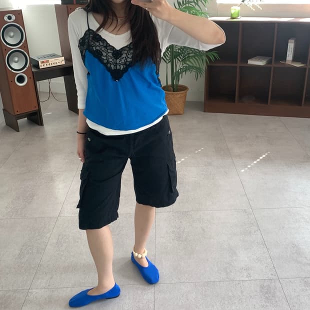 aqua blue slip top