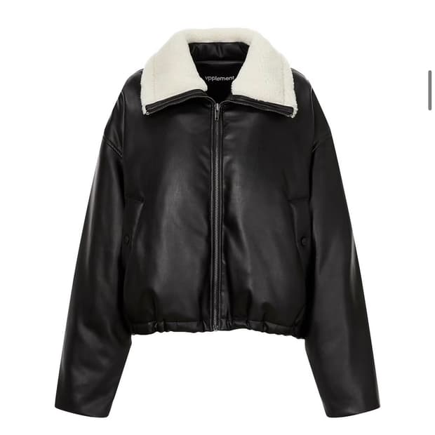 크롭 페이크레더 구스 다운