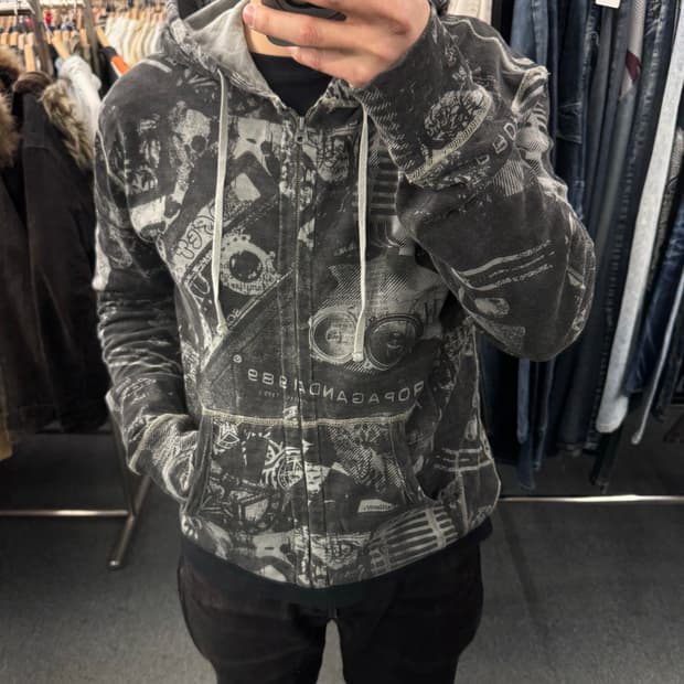 L)OBEY 빈티지 워싱 그래픽 패턴 후드집업