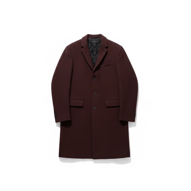 질스튜어트뉴욕 맨 버건디 누빔 울혼방 롱코트 L