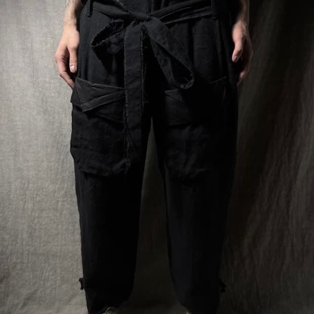 Leh Linen Wool Belted Wide Pants