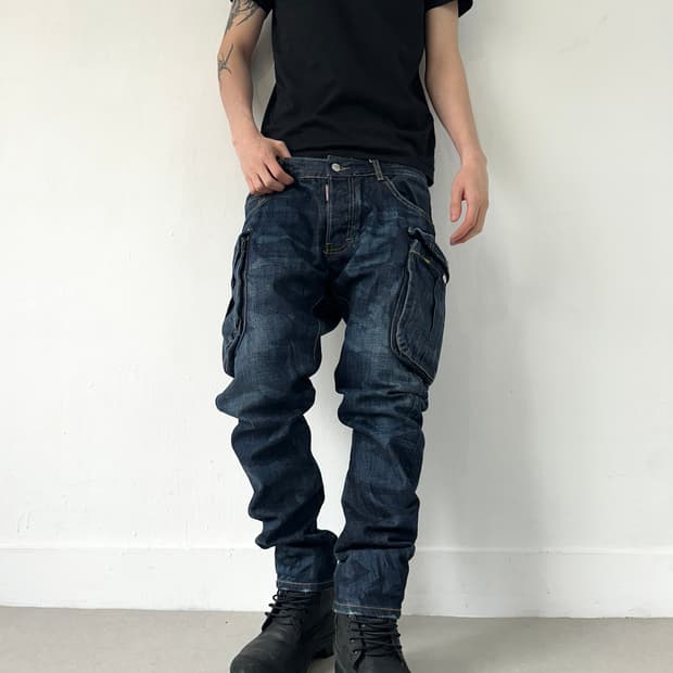 디스퀘어드 블루 카모 빅포켓 새깅진