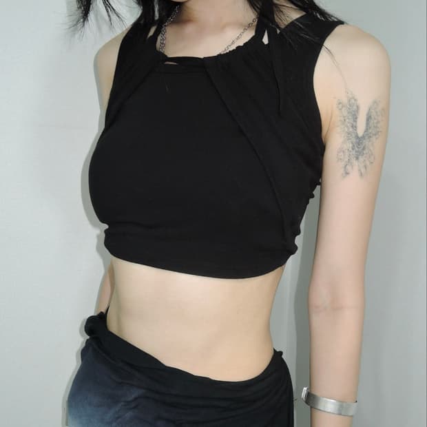 Halter Strap Layered Crop Tank Top