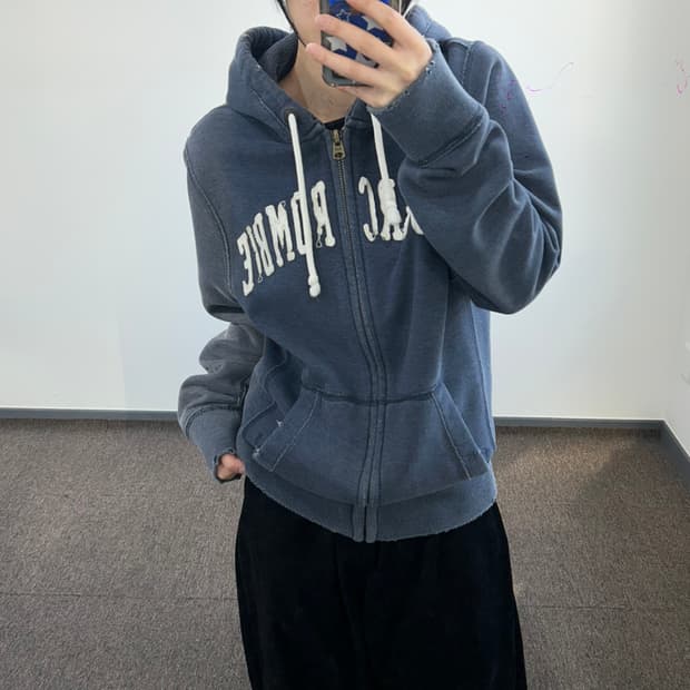 Abercrombie 아베크롬비 그런지 로고 네이비 후드집업