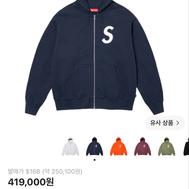 (XL) 슈프림 스몰 박스 후드 스웨트셔츠 네이비 - 25FW