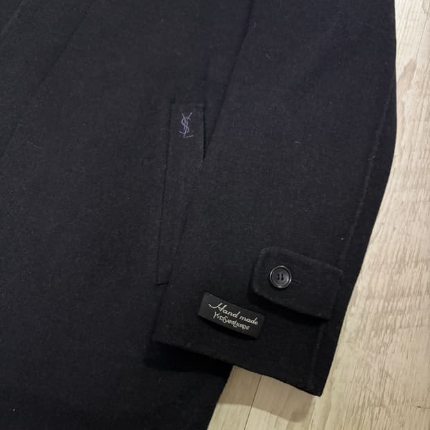 [L] YSL 이브 생 로랑 블랙 핸드메이드 코트 입생로랑