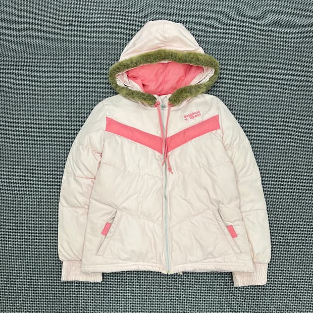 아디다스 딸기우유 후드퍼 패딩 85