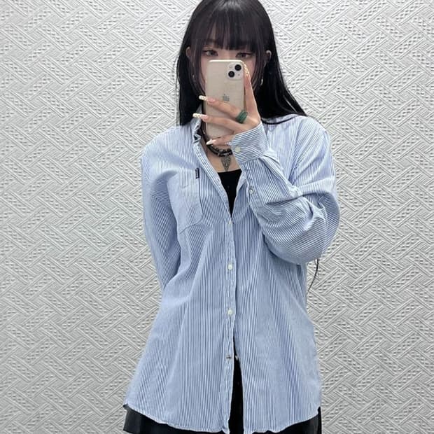 바버 캐주얼 모던시크 스트라이프 포켓로고 셔츠 105 C10066