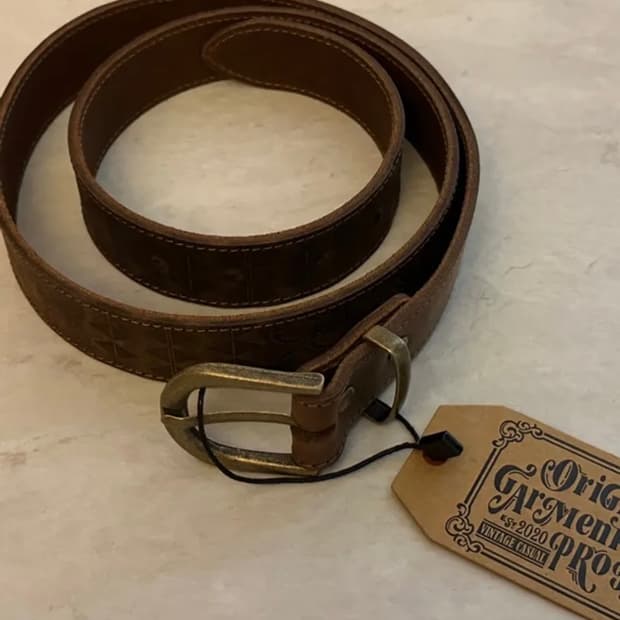 Carving Leather Belt Brown