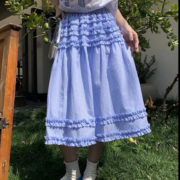 Picnic Check Frill Skirt