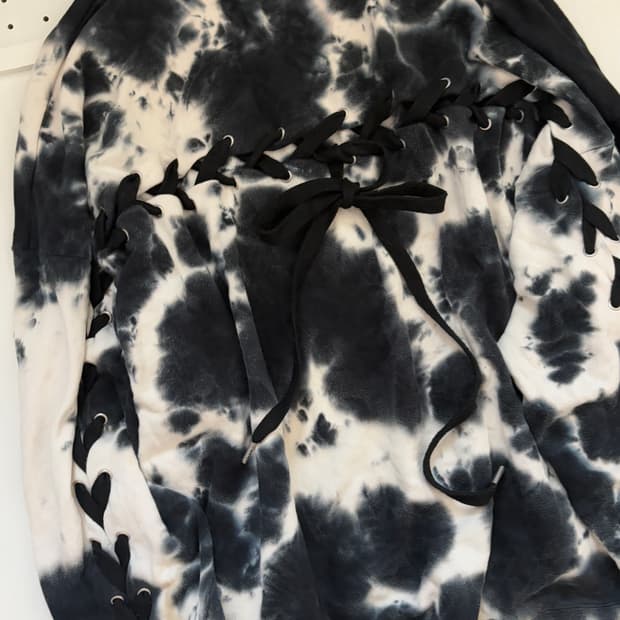 • Navy Tie Dye Back Eyelet sweatshirt