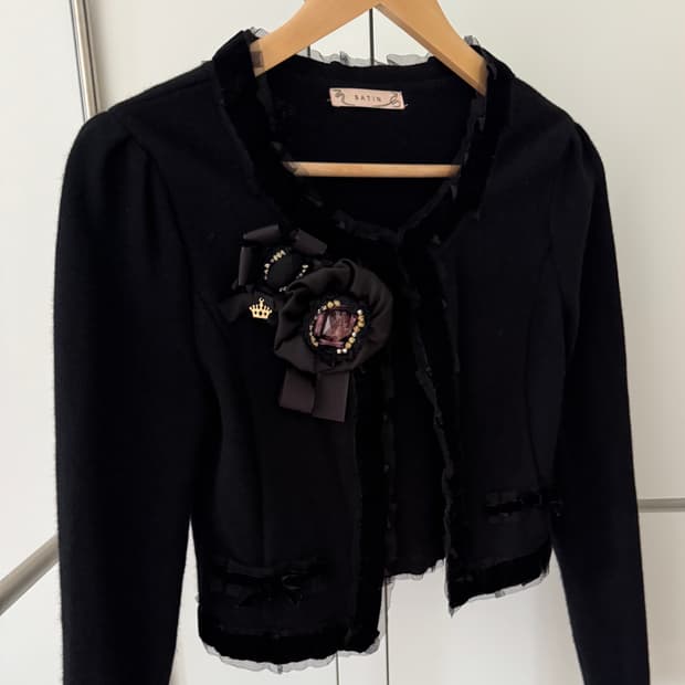 (드라이 완료) satin 샤틴 트위드자켓 가디건 (블랙)