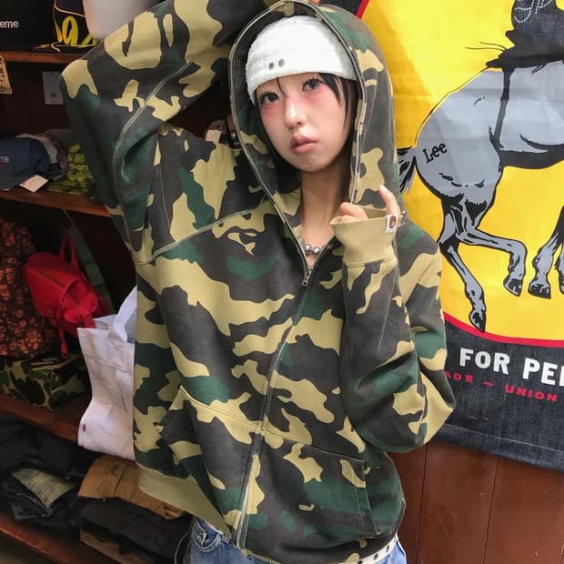 Bape Camouflage Two-way Hood Zip-Up 